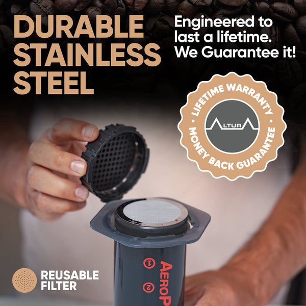 The MESH: Stainless Steel Filter for AeroPress Coffee Makers – Reusable Metal Filter Replacement for Rich Flavor, Travel, and Eco-Friendly Brewing
