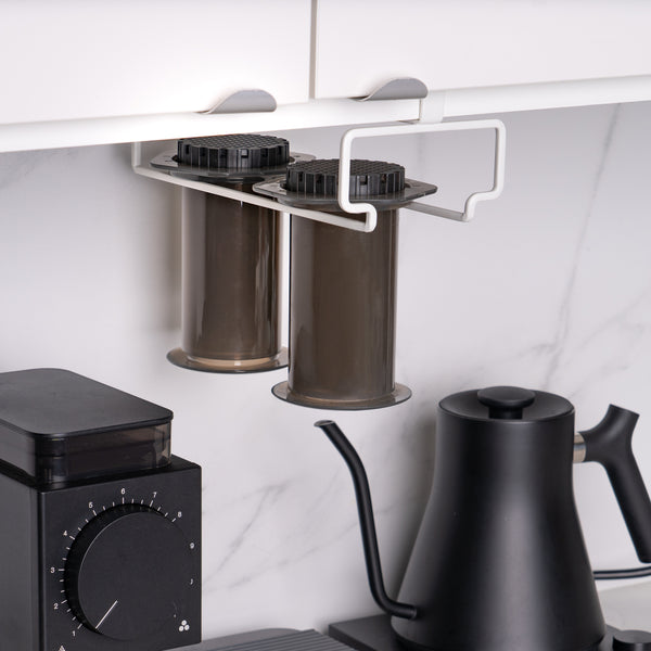 The RACK: Under Cabinet Rack Compatible with AeroPress Coffee Maker. Fits All Models Including AeroPress Go.