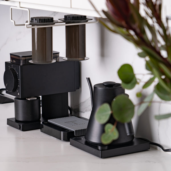 The RACK: Under Cabinet Rack Compatible with AeroPress Coffee Maker. Fits All Models Including AeroPress Go.