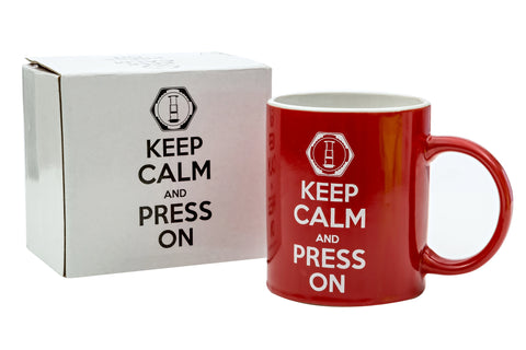 Keep Calm and Press On Mug for AeroPress Fans [Red]