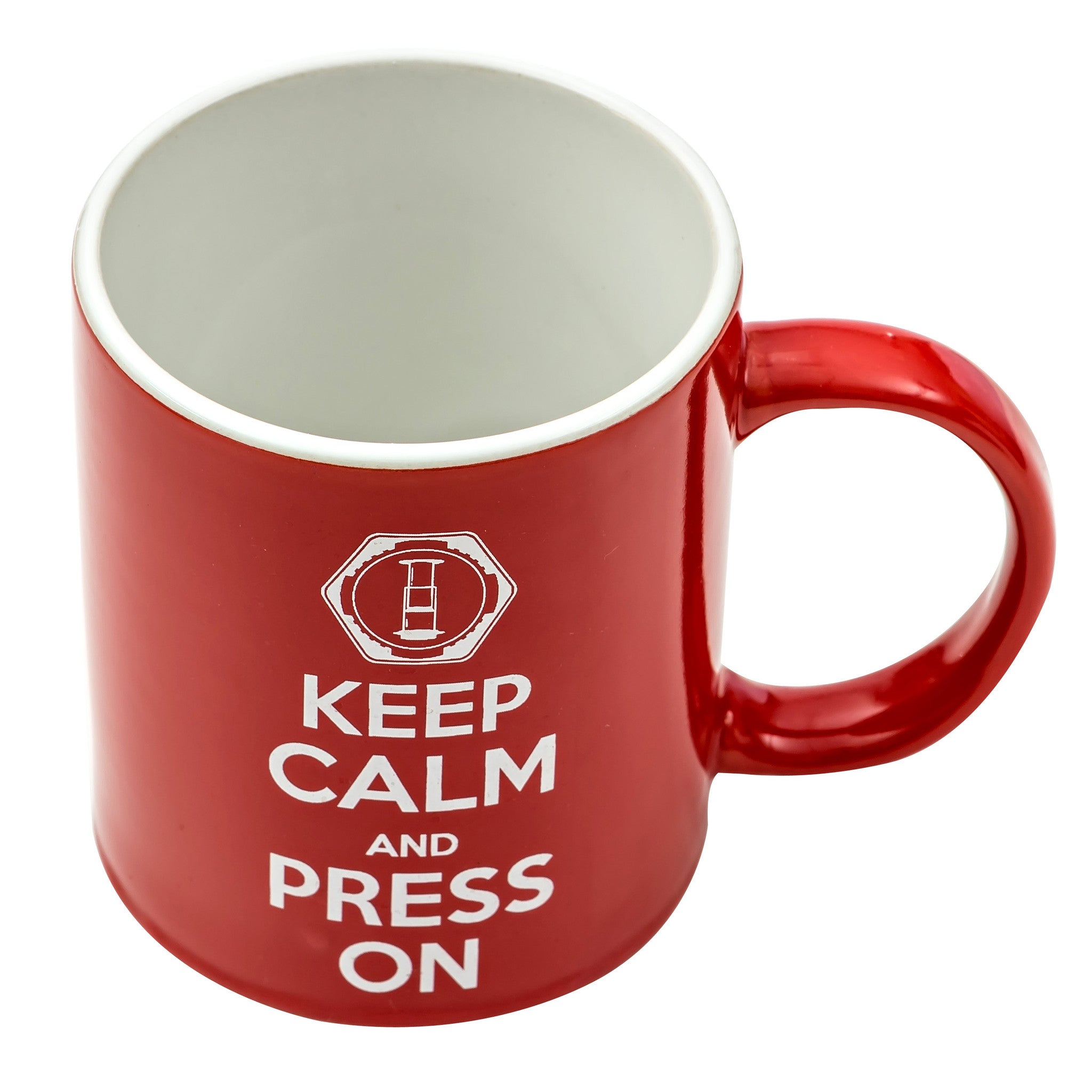 Keep Calm and Press On Mug for AeroPress Fans [Red]