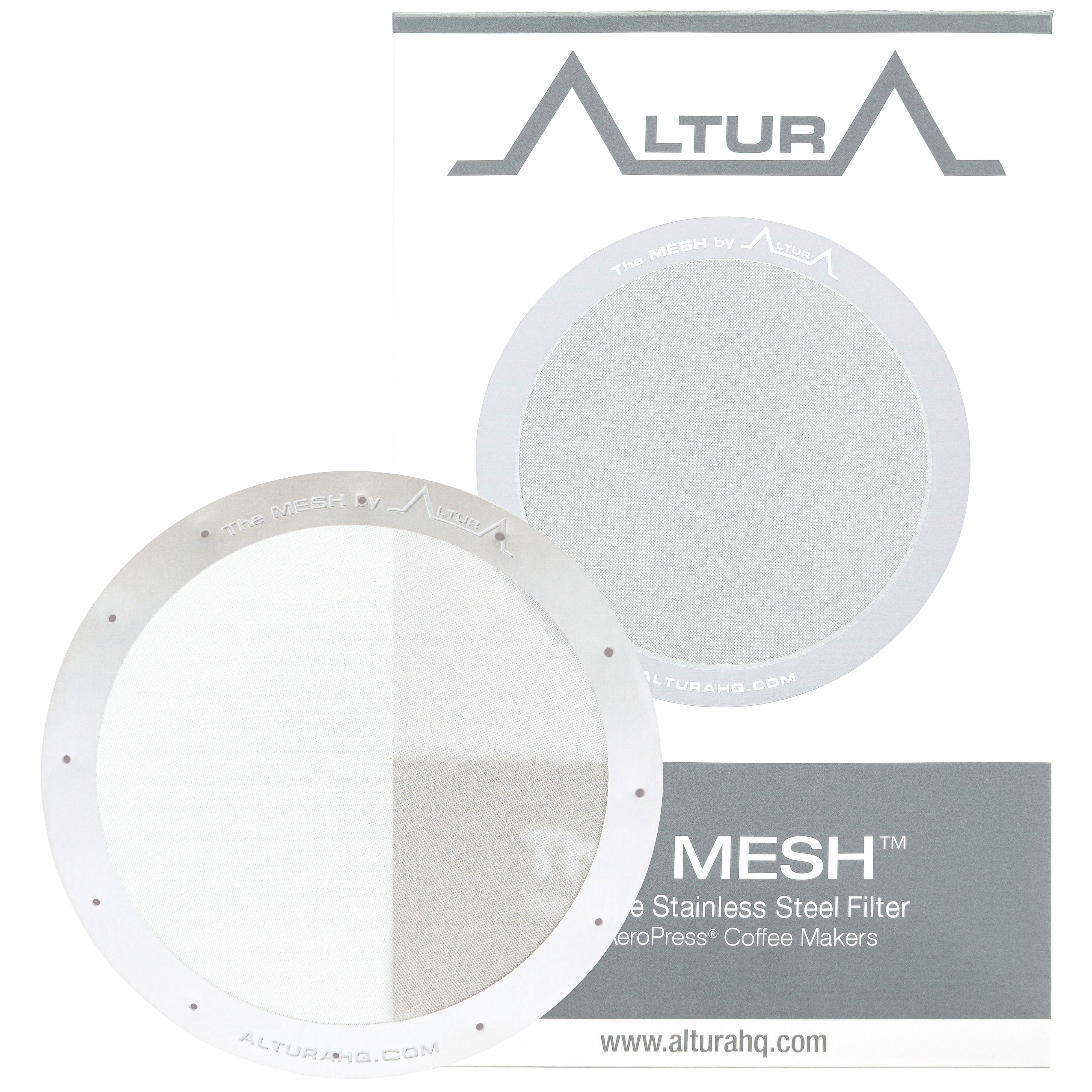The Mesh: Premium Filter for Aeropress Coffee Makers by Altura + Free eBook with Recipes, Tips, and More – Stainless Steel, Washable & Reusable.
